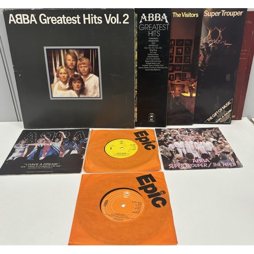 705 - Abba - Four vinyl albums & four singles. LP's include Greatest Hits, Greatest Hits Vol.2, The Visito... 