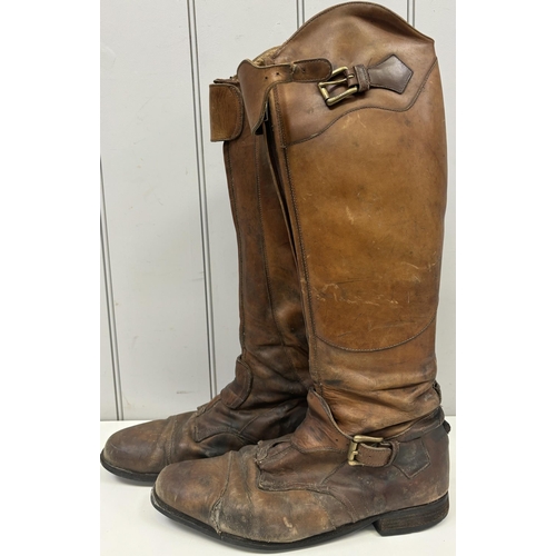 247 - Pair of worn Gents Parlanti (Italian) leather riding boots. Ink noted  Angus Humfrey (showjumper).