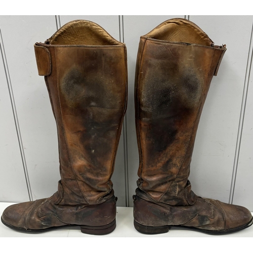 247 - Pair of worn Gents Parlanti (Italian) leather riding boots. Ink noted  Angus Humfrey (showjumper).