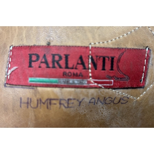 247 - Pair of worn Gents Parlanti (Italian) leather riding boots. Ink noted  Angus Humfrey (showjumper).