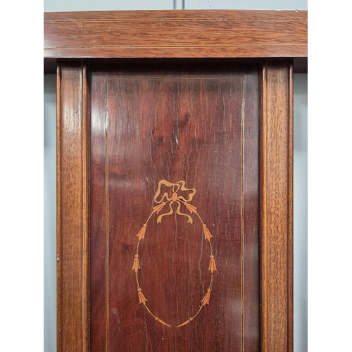 336 - Edwardian Inlaid Bedframe. Complete with irons. Dimensions(cm) Headboard H147, W137, D18. Footboard ... 