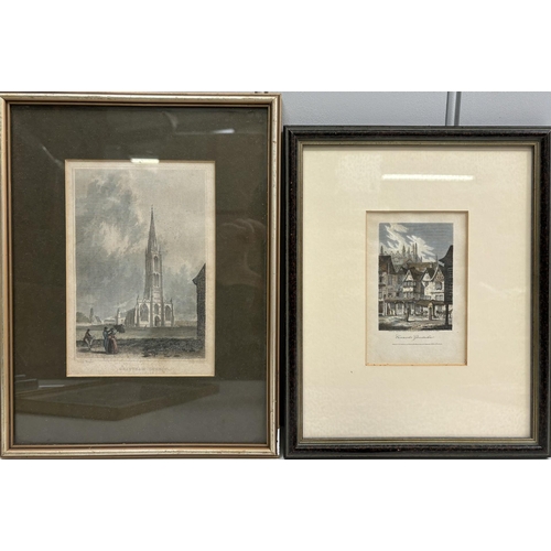436 - Collection of 6 pieces of mixed-media antique & vintage artwork. To include copper & steel engraving... 