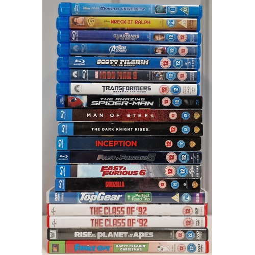 656 - A collection of 14 Blu-ray action & superhero movies & 5 DVD's. All viewing rated U, PG or 12.
