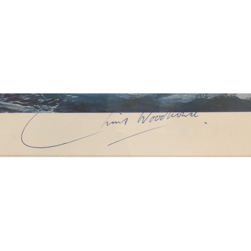 663 - A signed, framed print of HMS Melamphus, by Chris Woodhouse. The original of the 36-gun Bristol-buil... 