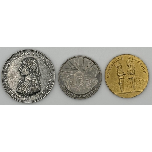 995 - Three collector's medallions. To include replica 1805 Admiral Nelson , Trafalgar medal; Pobjoy Mint ... 