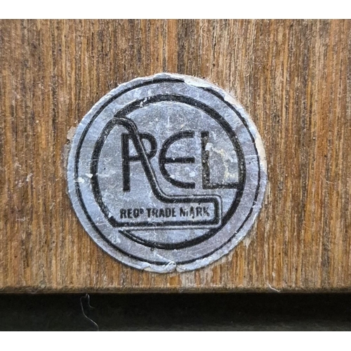 7025 - A bank of three original folding cinema seats, by 'PEL'. Tubular steel framed, with black leather se... 