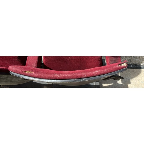 7026 - Bank of three folding cinema seats. Seats numbered 13, 7 & 10. Dimensions(cm) H81 (48 to seat), W154... 