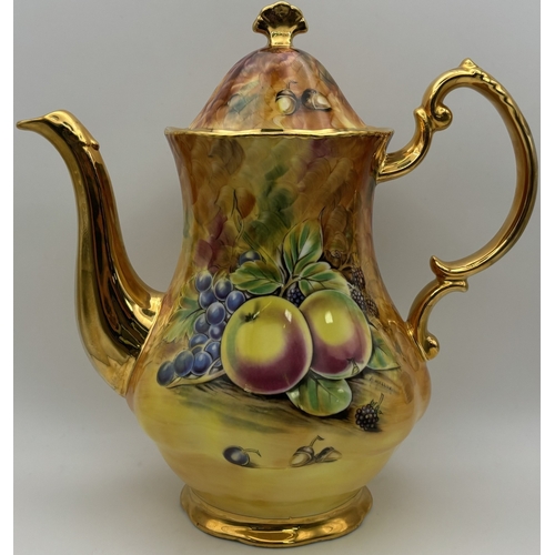 4 - 'Baroness' Fallen Fruit part-coffee set. To include coffee pot, 2 cups, 3 saucers, 3 side plates, mi... 