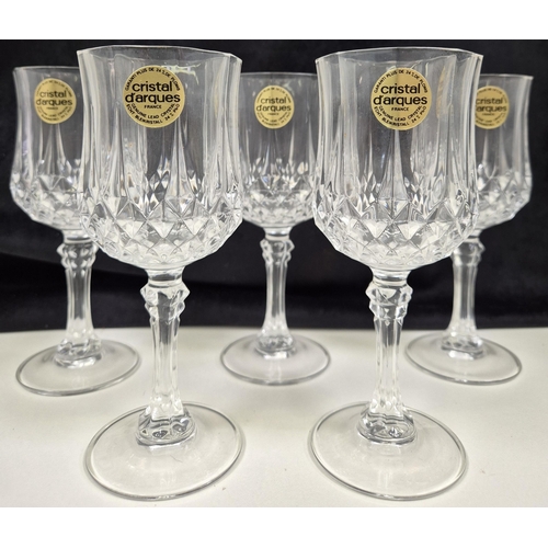 8 - 'Cristal d'arques' decanter & five crystal glasses, together with three Eternal Beau champagne glass... 