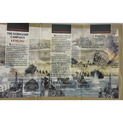 15 - Mixed lot of 3 collectibles. To include D-Day Landings 50p (BU in presentation wallet), 1870 Mallorc... 
