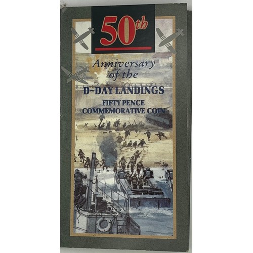 15 - Mixed lot of 3 collectibles. To include D-Day Landings 50p (BU in presentation wallet), 1870 Mallorc... 