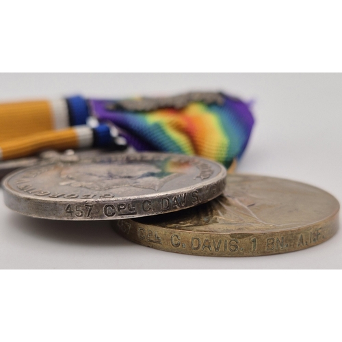 18 - WWI Distinguished Conduct Group of medals awarded to 457 Lance Corporal Charles C Davis, 1st Austral... 