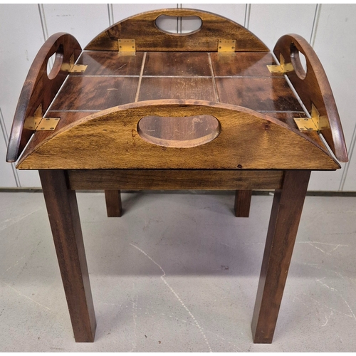20 - Vintage Butler's Table, with folding/removeable tray. Dimensions(cm) H46, W63, D63.
