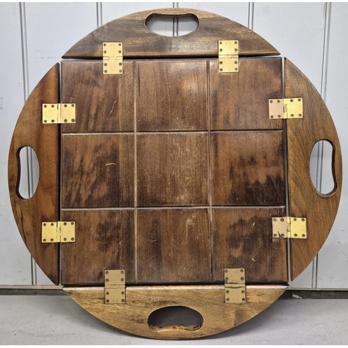 20 - Vintage Butler's Table, with folding/removeable tray. Dimensions(cm) H46, W63, D63.