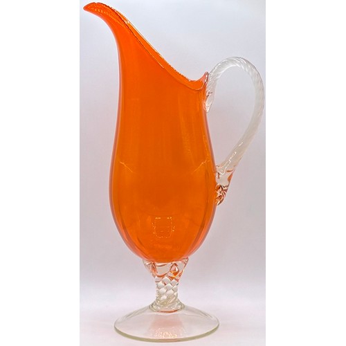 27 - Collection of 7 pieces of mid-century orange art glass. To include 3 plum blossom vases (one pair); ... 