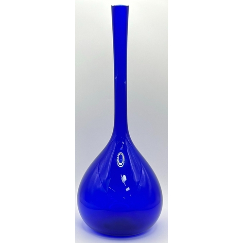 30 - Collection of 16 pieces of mid-century cobalt blue/blue glass vases & dish. To include Bohemia Glass... 