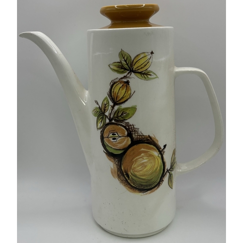 34 - J & G Meakin - Eden, complete retro coffee set. To include coffee pot, six cups & saucers, milk jug ... 