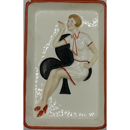 36 - Three Art-Deco style wall plates. Each depicting a lady & playing card suit. Made in the former Czec... 