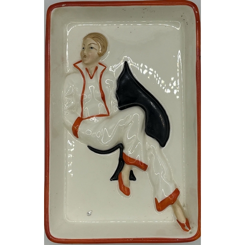 36 - Three Art-Deco style wall plates. Each depicting a lady & playing card suit. Made in the former Czec... 