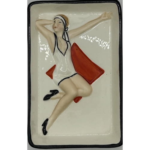 36 - Three Art-Deco style wall plates. Each depicting a lady & playing card suit. Made in the former Czec... 