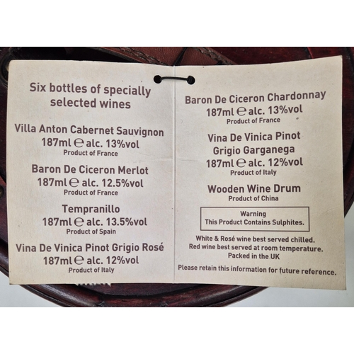 47 - Mr Giles Old World Wine Drum gift set of 6 bottles of red wine (187ml), together with a vintage wine... 