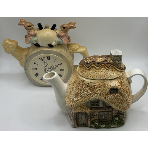 59 - Collection of eleven display teapots. To include rarer editions - Wade - White Rabbit & Sadler - Tud... 