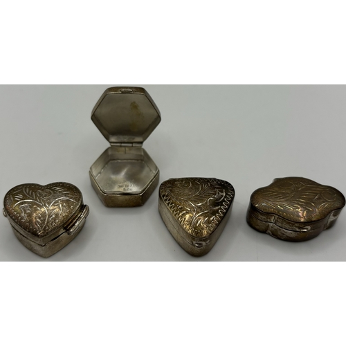 123 - Collection of vintage sterling silver items. To include boxed set of name card holders, 4 pill boxes... 