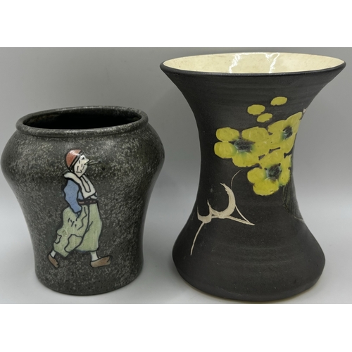 126 - Collection of 6 pieces of studio pottery. To include 5 vases & trinket dish.