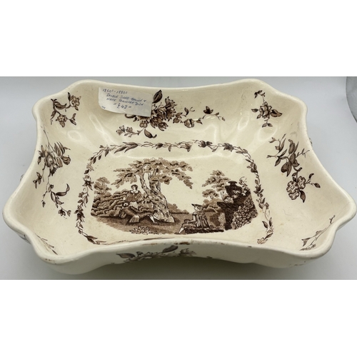 134 - Collection of antique & vintage tableware. To include Victorian Mason's Watteau brown serving dish; ... 