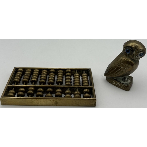 137 - Collection of vintage brass decor. To include pair of original Disney photo frames; letter holders, ... 