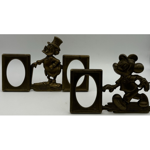 137 - Collection of vintage brass decor. To include pair of original Disney photo frames; letter holders, ... 