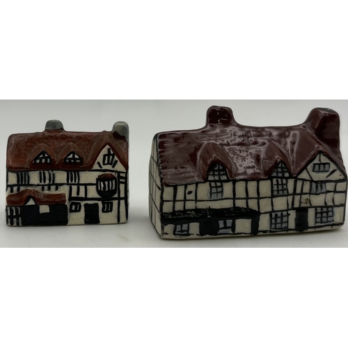140 - Mixed collection of miniature cottages, together with a framed Osborne Ivorex plaque depicting Burns... 