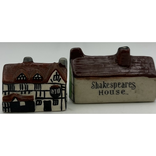 140 - Mixed collection of miniature cottages, together with a framed Osborne Ivorex plaque depicting Burns... 