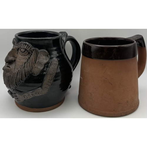 141 - Collection of vintage mugs, together with a mustard spoon. Makers include Royal Doulton, Royal Barum... 