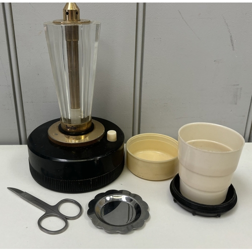 145 - Mixed lot of vintage items. To include Sigma (for Minolta) 70mm-250mm zoom lens with case; slide rul... 