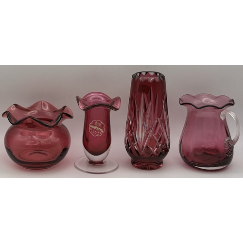 147 - Large collection of vintage decorative items. To include cranberry glass vases, Lladro NAO figurine,... 