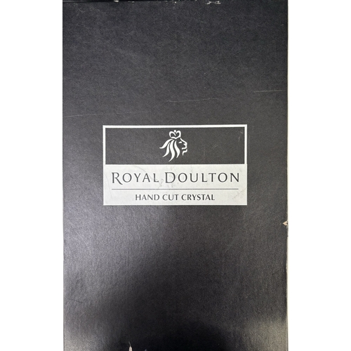 149 - Boxed set of 6 Royal Doulton 'Dorchester', lead crystal, large wine glasses. Glass height 20cm.