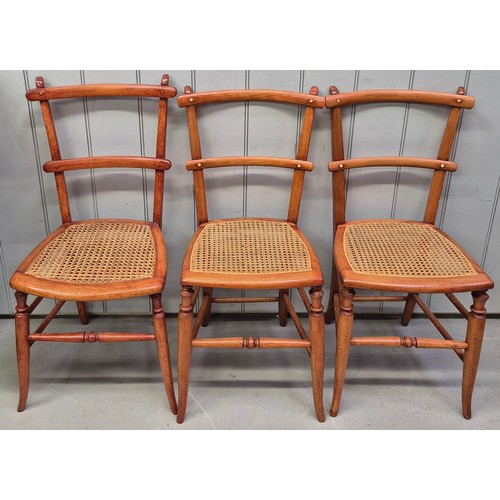 153 - Trio of vintage, cane-seated occasional chairs. Dimensions(cm) H84/84/81 (42/42/44 to seats), W41/41... 