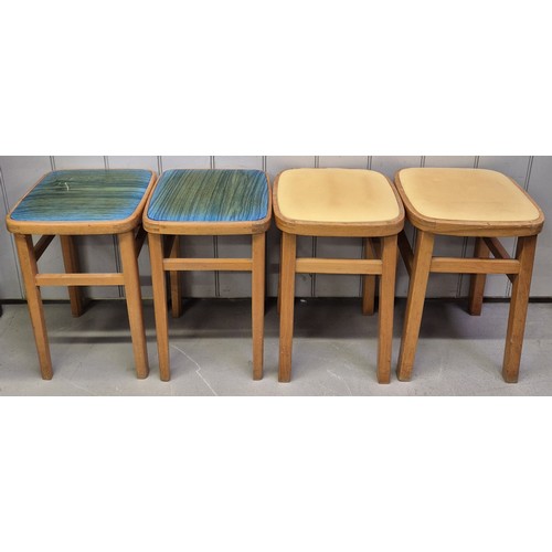 154 - Two pairs of mid-century kitchen stools, of Eastern European origin. Dimensions(cm) H49, W33.5, D33.... 