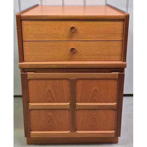 157 - Mid-century Nathan teak sideboard & side cabinet, with twin drawers over single cupboard.