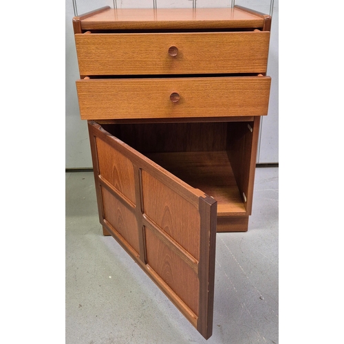157 - Mid-century Nathan teak sideboard & side cabinet, with twin drawers over single cupboard.