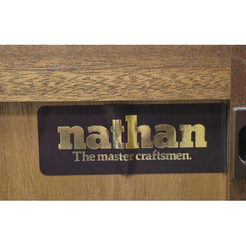 157 - Mid-century Nathan teak sideboard & side cabinet, with twin drawers over single cupboard.