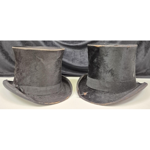 160 - Two vintage top hats; one by A Shorland. Condition A/F.