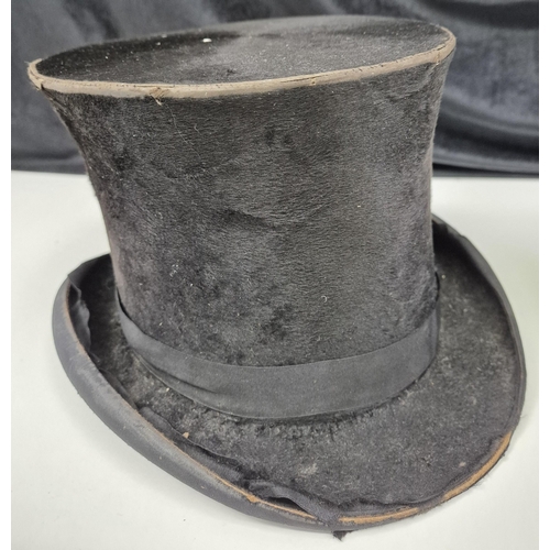 160 - Two vintage top hats; one by A Shorland. Condition A/F.