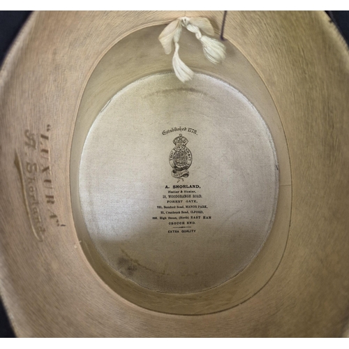 160 - Two vintage top hats; one by A Shorland. Condition A/F.