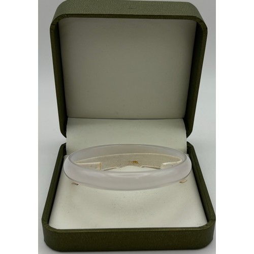 163 - Presentation boxed Jade bangle. Internal diameter 6.5