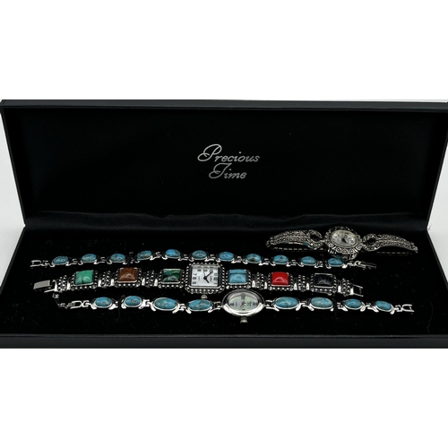 165 - Two ladies dress watches, by Le Chat, together with a presentation boxed watch & bracelet set by Pre... 