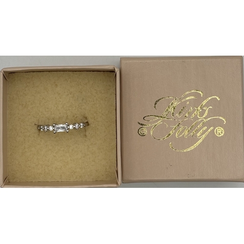 167 - Trio of jewellery by Kirks Folly. To include CZ set wrap around bracelet; white metal CZ ring , size... 