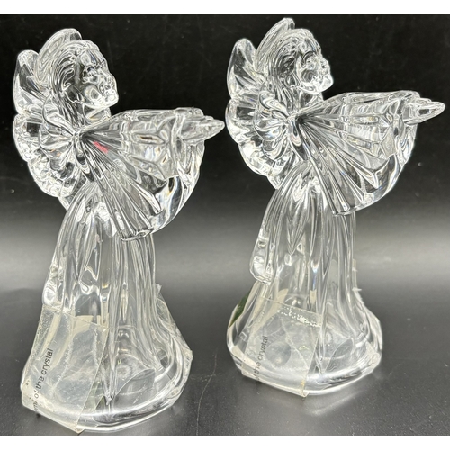 168 - Pair of Waterford Crystal Angel candleholders. 11cm tall.