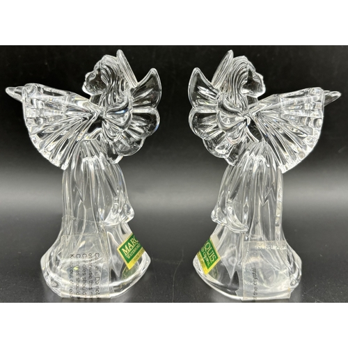 168 - Pair of Waterford Crystal Angel candleholders. 11cm tall.